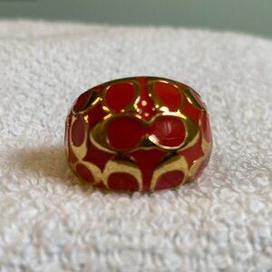 Coach Miranda Coral Enameled Dome Ring - Size 7